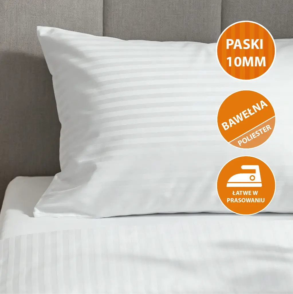 Poszewki hotelowe San Jose - adamaszek, paski 10 mm (50/70 cm + 15 cm, paski poziome)