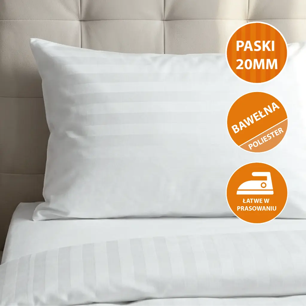 Poszewki hotelowe Santa Clara - adamaszek, paski 20 mm (50/70 cm + 15 cm, paski poziome)