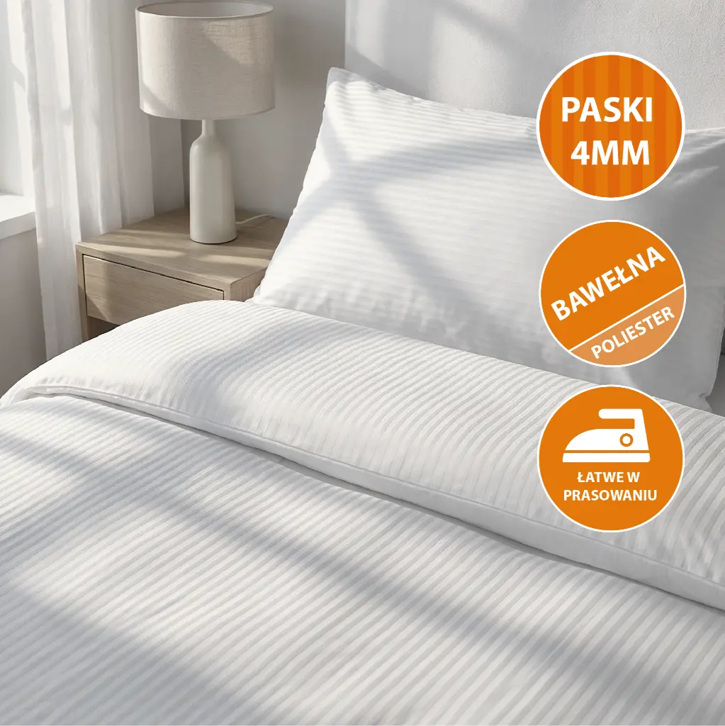 Poszwy hotelowe San Diego - adamaszek, paski 4 mm (140/200 cm + 30 cm)