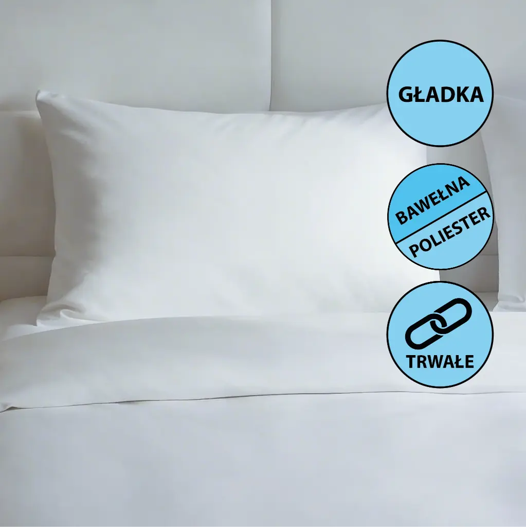 Poszewki hotelowe Endura- gładkie (50/70 cm + 15 cm)